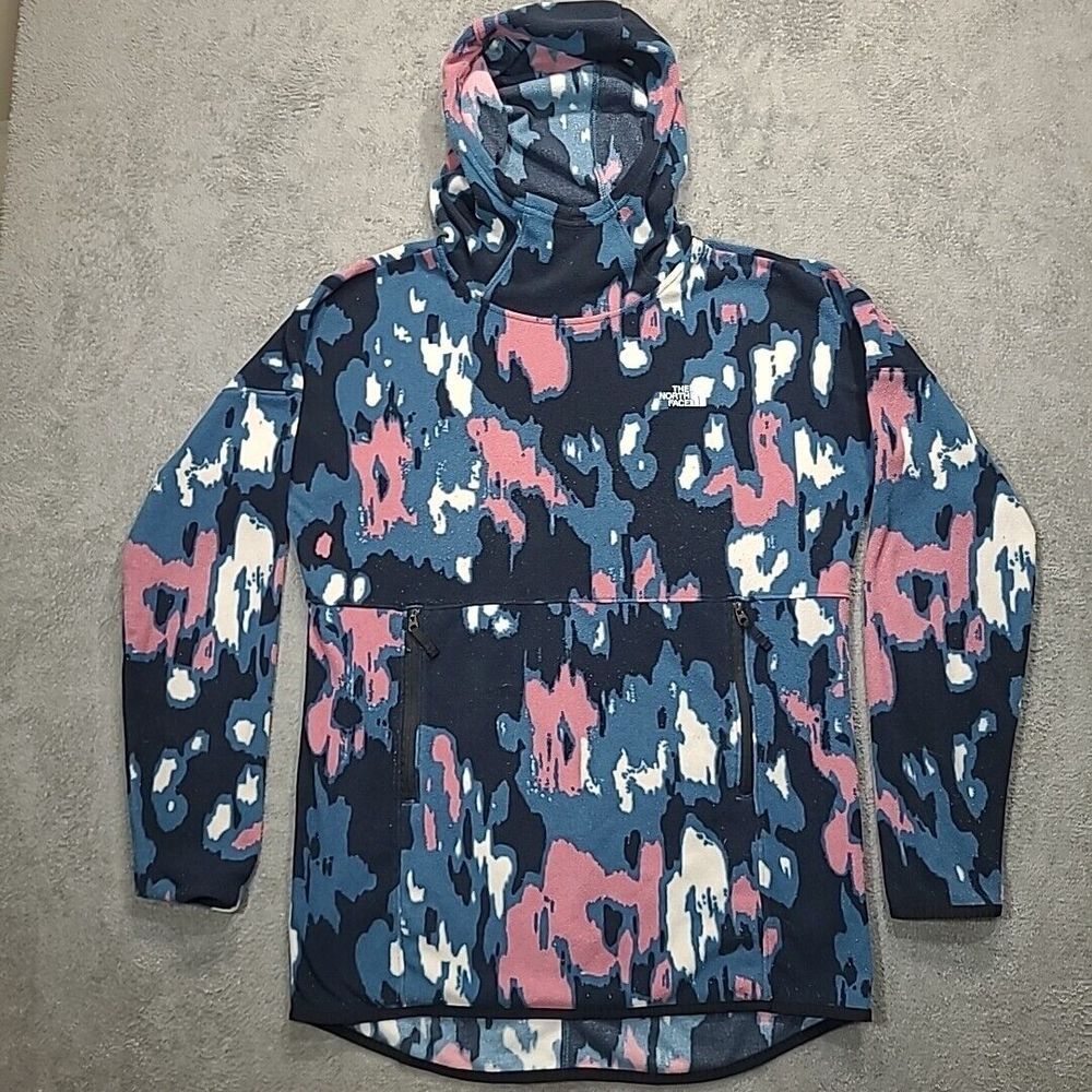 The North Face Glacier Pullover Fleece Hoodie Blue/Pink Abstract Print S P - Picture 7 of 16